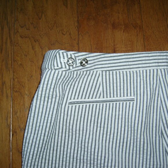 Calvin Klein Grey Pinstriped Seersucker Pants, Size 12 (10) - Picture 4 of 5